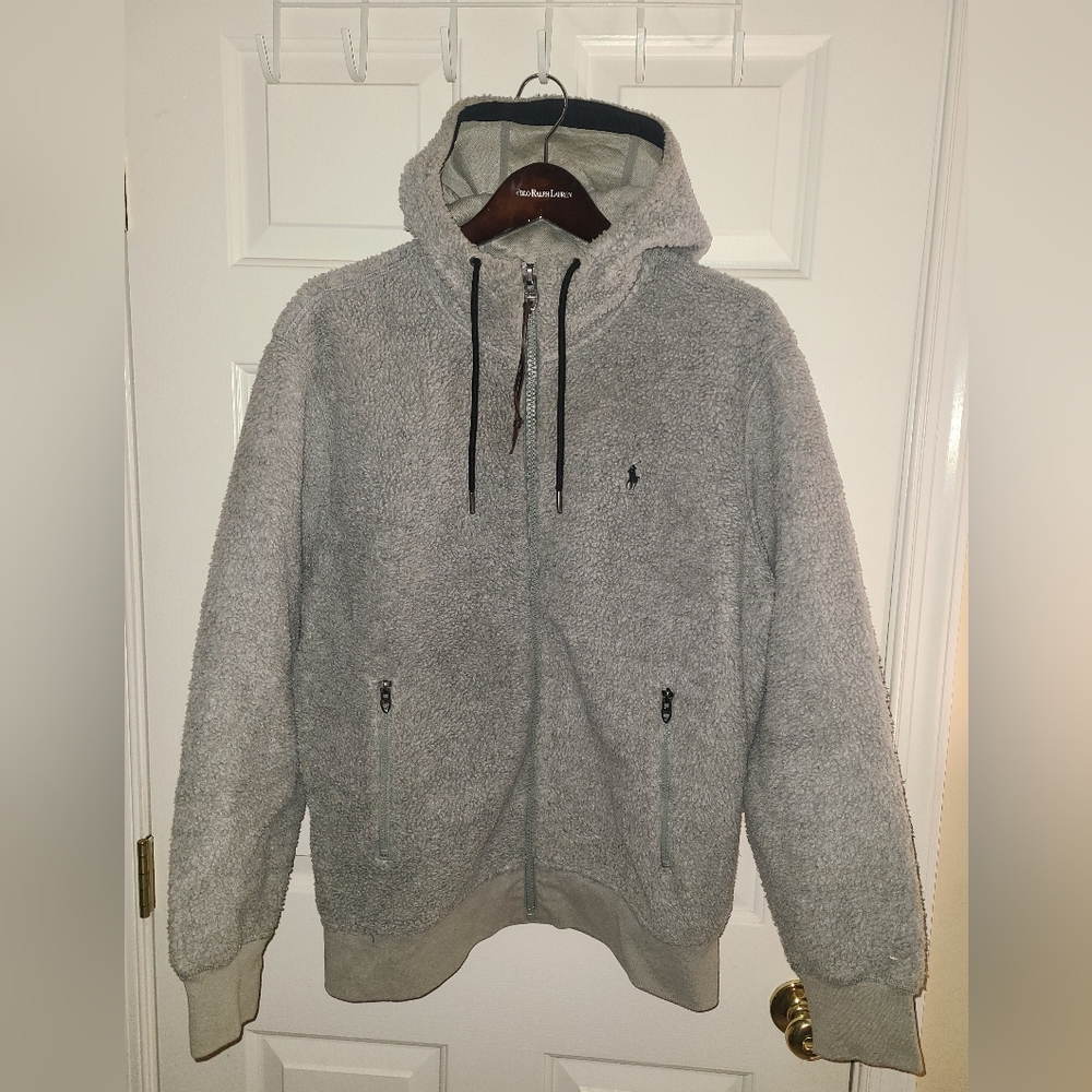 RALPH LAUREN POLO SHERPA L HOODY LARGE HOODIE WINTER ZIP UP